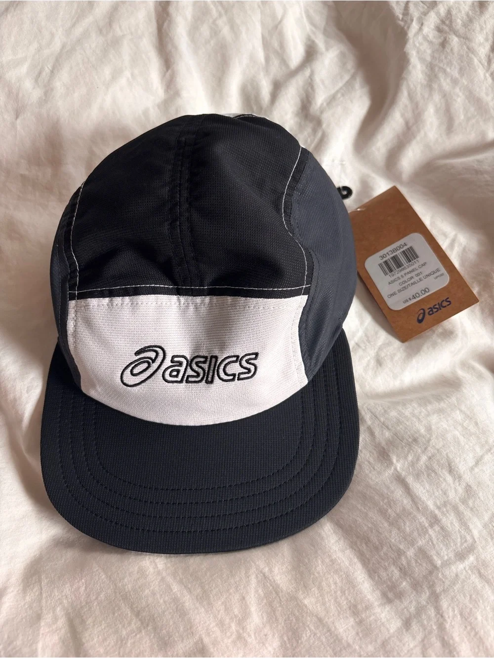 Asics Black and White Panel Running Cap